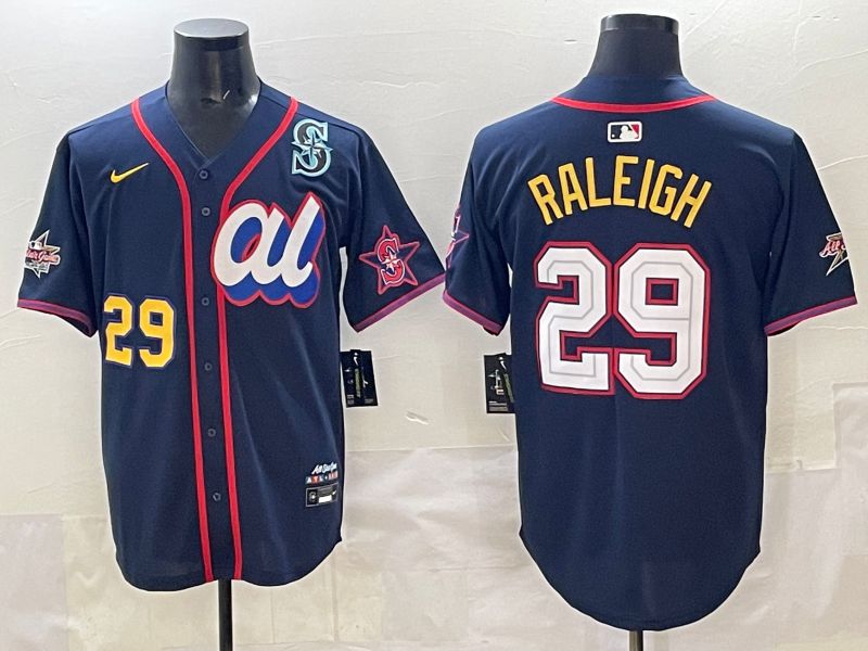Men 2025 Seattle Mariners #29 Raleigh dark Blue All star Nike MLB Jersey style 08